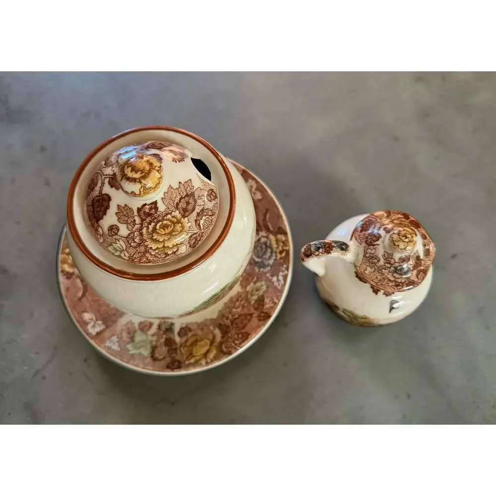 Nasco Mountain Woodland Sugar Bowl & Pepper Shaker - Vintage Japan - As-Is